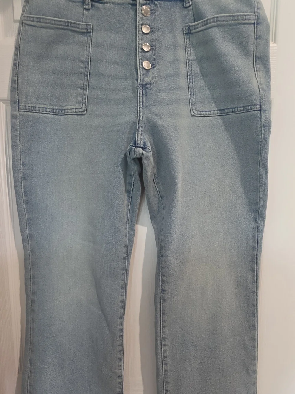 Michael Kors Light Blue Straight Leg High Rise Bootcut Button-Fly Jeans NWT